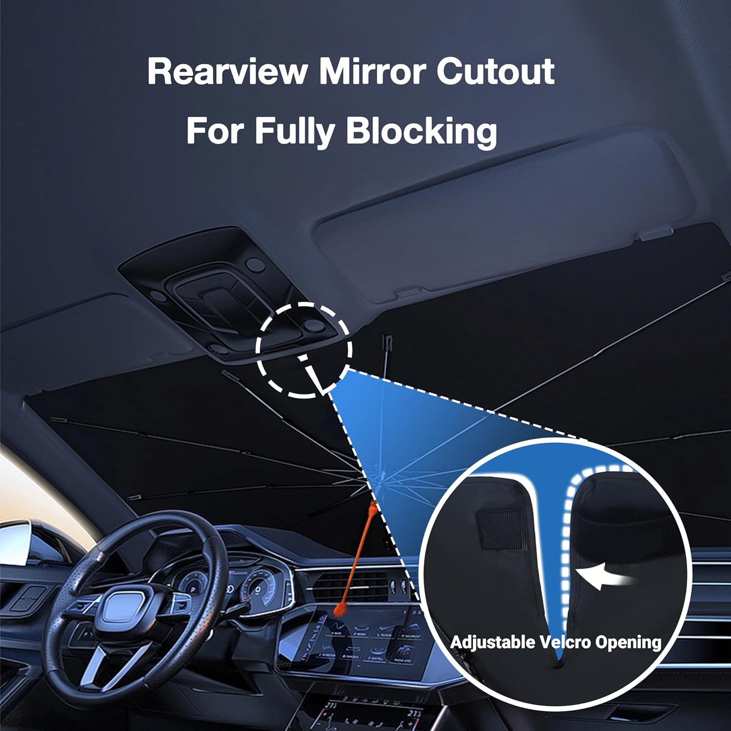 CHILL·TEK Funny Animals Car Windshield Umbrella, Rooster Sun Shade Umbrellas for Car Front Window,Block UV Rays Foldable Windshield Umbrella Sun Visor Protector-Keep Vehicle Cool for Most Vehicles
