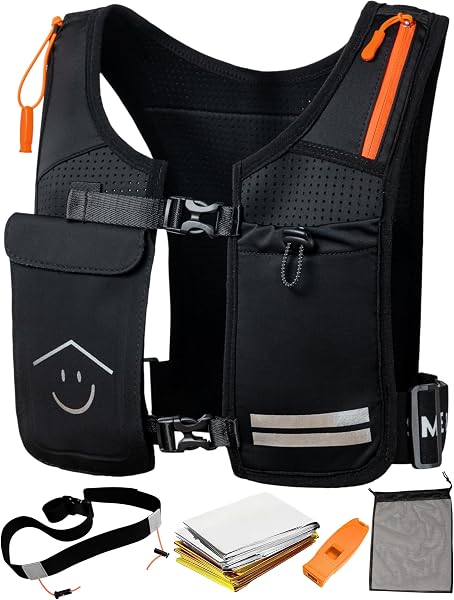 Chaleco Running Hombre Mujer con Kit Completo de Seguridad – Ligero, Sin Rebote y Cómodo, 7 Bolsillos, Transpirable y Reflectante para Carrera, Senderismo y Montaña - 1