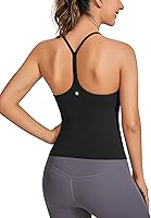 CRZ YOGA Butterluxe Racerback Tank Tops for Women - Ultra Soft Scoop Neck Padded Workout Camisole Built-in Bra
