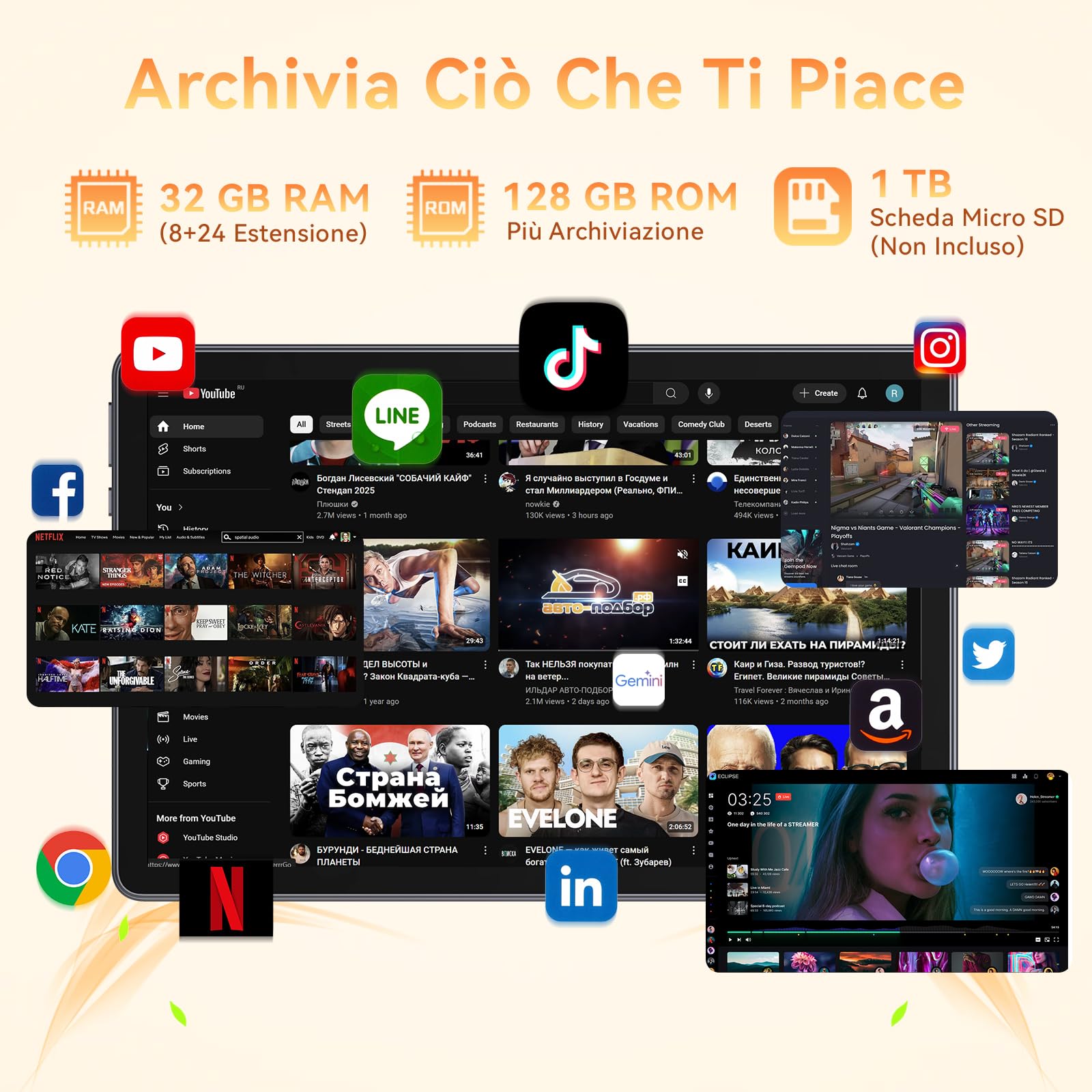 Tablet 11 Pollici con Gemini AI, Tablet Android 16 con Cover, Mouse & Tastiera, Octa-Core, 32 GB RAM + 128 GB ROM + 1 TB TF, 1920x1200 Display HD, 90 Hz, Fotocamera Doppia 8MP + 16MP, 8000mAh (Grigio)