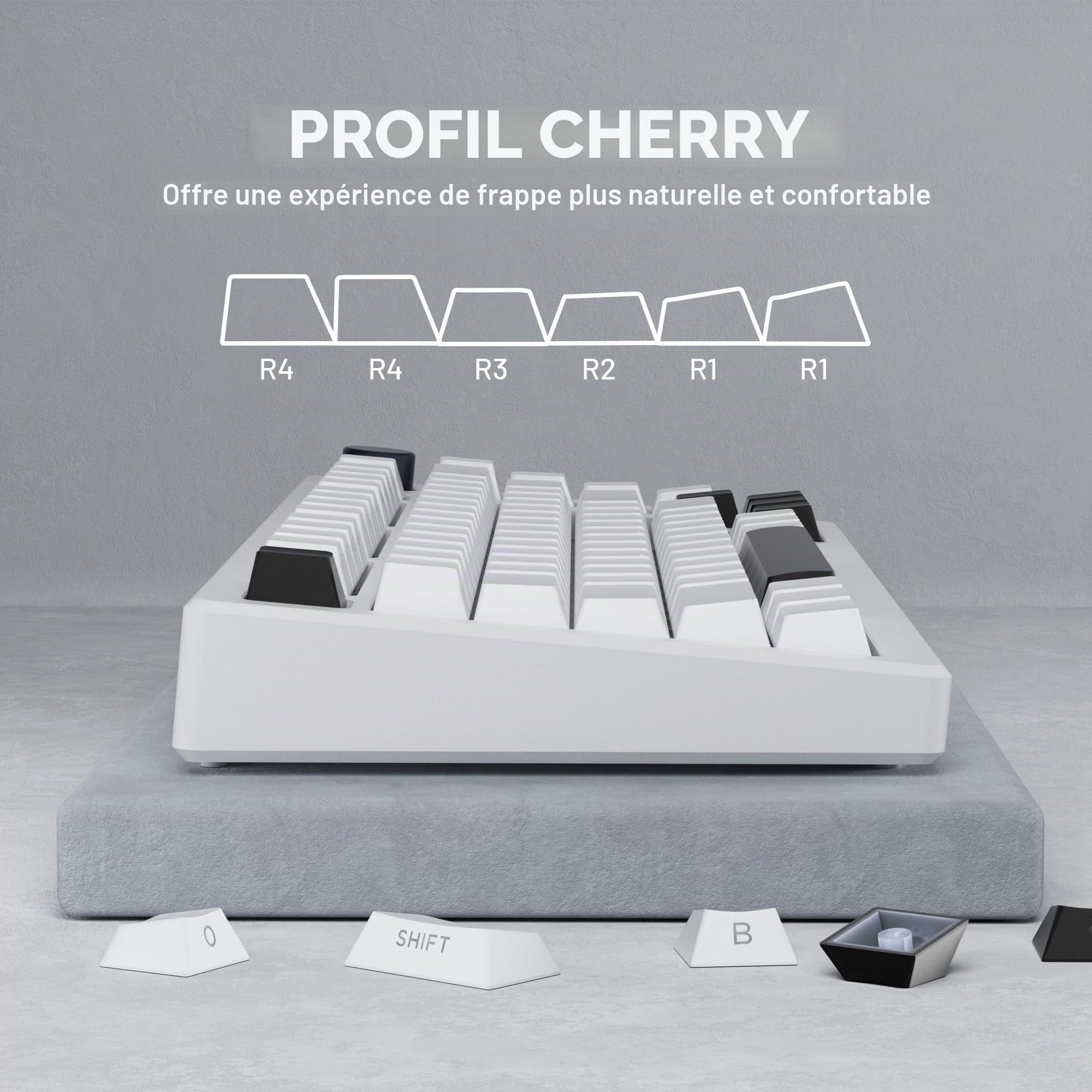 SDYZ White Keycaps - Side Print PBT Keycaps 60 65 75 100 Percent, Double Shot Shine Through Custom Key Caps, 132 Keys Set, Cherry Profile, Minimalist Style for Cherry Gateron MX Switche Keyboard
