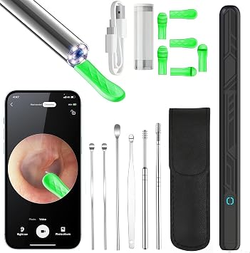Ear Wax Removal Tool Camera 1080P HD Ear Cleaner with Light, Earwax Removal Kit for Ear Cleaning, Safe Ear Camera for Adults Kids Pets Ear Camera for iOS & Android