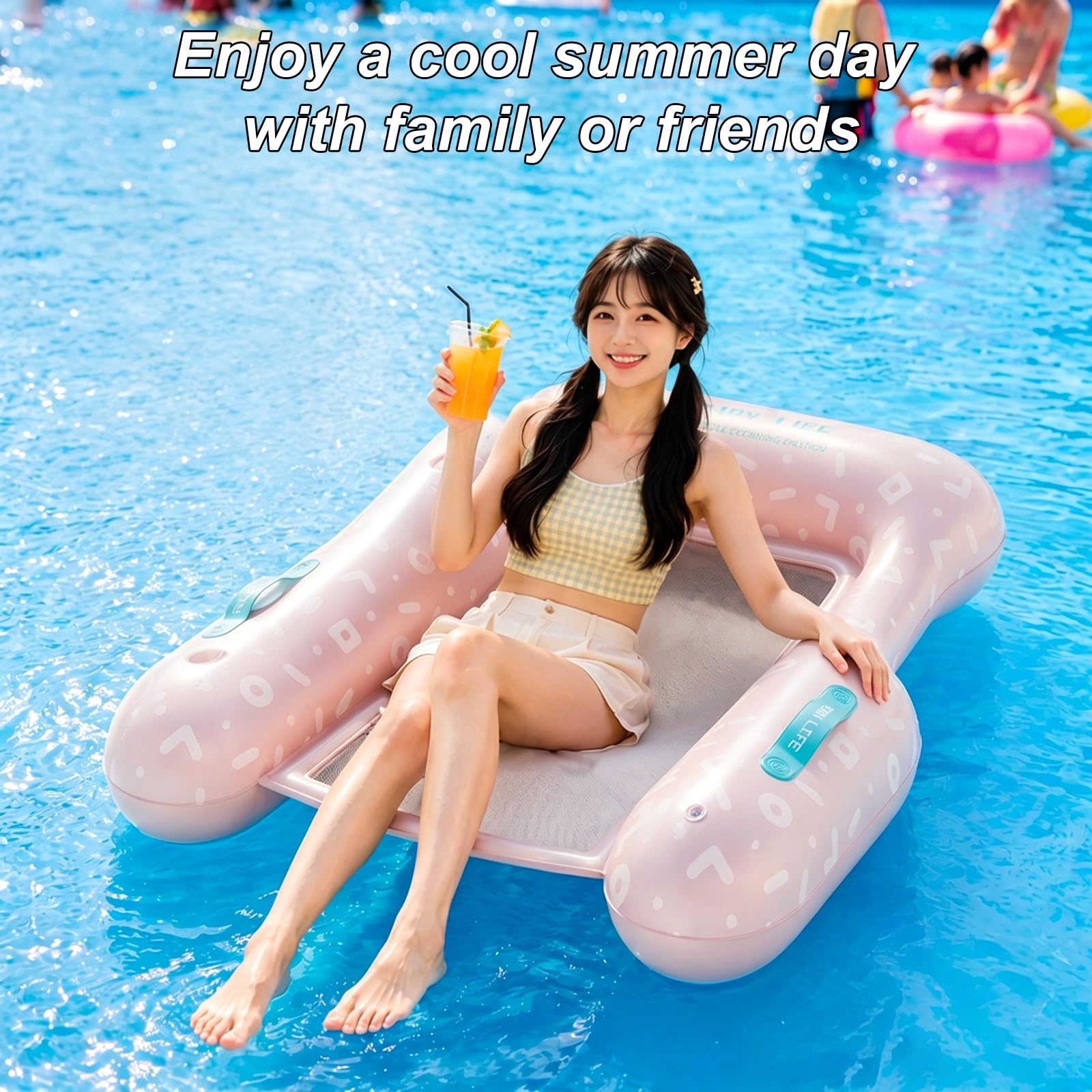 Wasser Hängematte, Apool Sessel Aufblasbar, Dreiseitiger Stützkonstruktion, Netzgewebeboden, für Wasserpartys und Sommerstrand