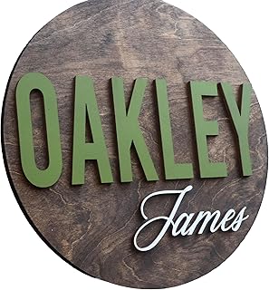 Custom Round Nusery Name Sign, Personalized 3D Baby Name Announcement Si...