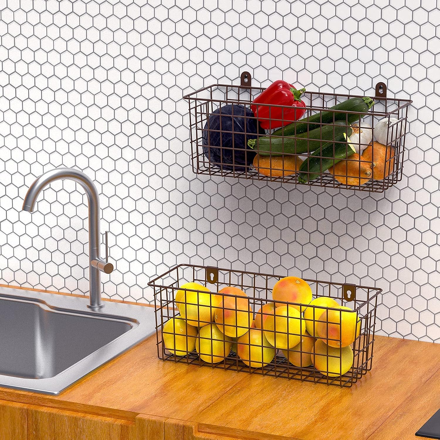MaraFansie Wall Wire Basket Package with 2 Small Baskets and 4 Extra Large Baskets image 5