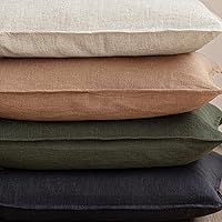 Vista 195 de Foindtower Paquete de 2 fundas de almohada decorativas de lino y liso, funda de cojín decorativa suave, estilo bohemio campestre para silla, sofá