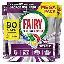 Fairy 30 Minuti Miracle Detersivo Pastiglie Lavastoviglie, 90 Capsule, Limone, Il Nostro N.1 Contro Lo Sporco Ostinato, Potente Anche Nei Cicli Brevi, MEGA Pack