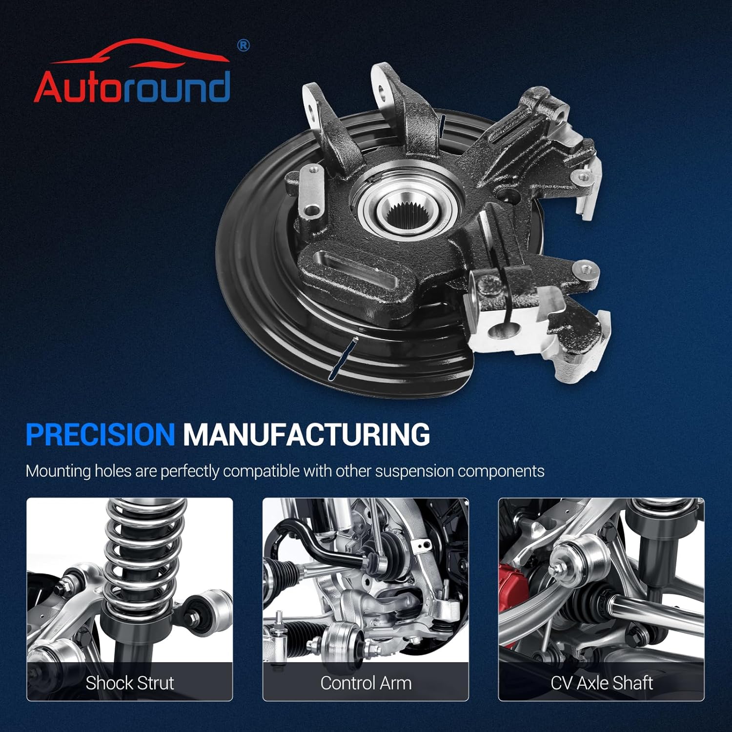 Autoround 698-013 Rear Left Wheel Hub Steering Knuckle Assembly Compatible with 2002-2005 Ford Explorer Mercury Mountaineer Driver Side