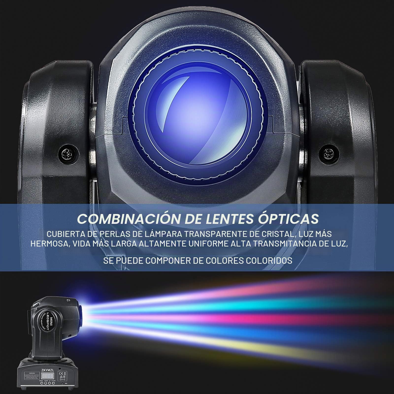 ZKYMZL Moving Head Lights Luces de Escenario 8 GOBO Rainbow DJ Lights Luces de Discoteca 15 Colores 9/11 Canales LED Estroboscópicas Control DMX512 para Discoteca KTV Club Party