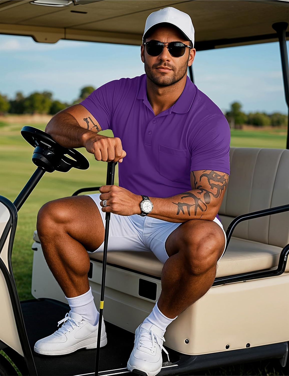 MAGCOMSEN Mens Polo Shirts Short Sleeve Cotton Pique Golf Shirts with Pocket Casual Performance Moisture Wicking Polos - Image 4