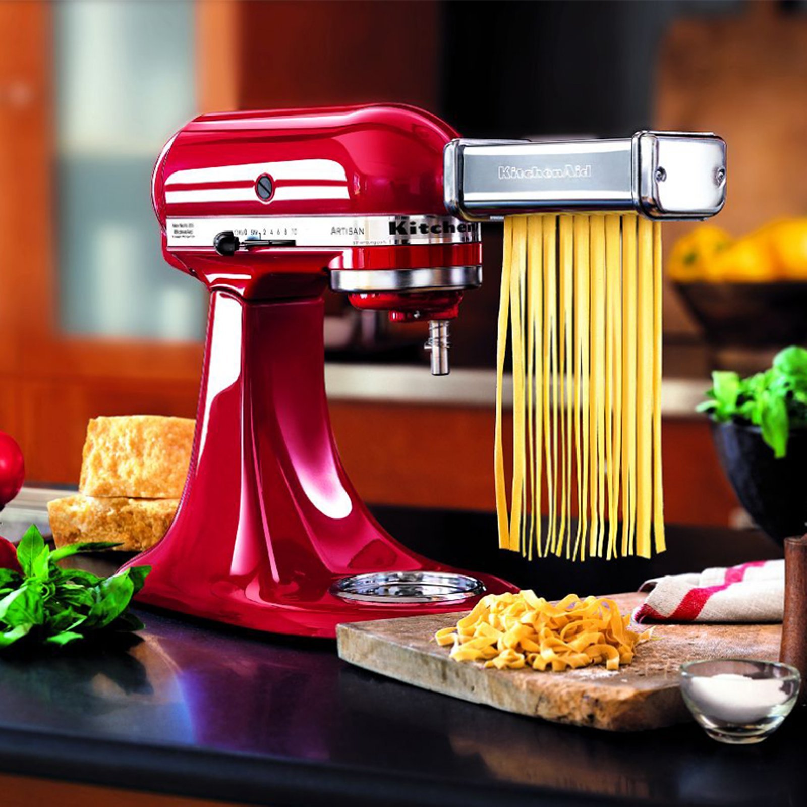 KitchenAid KPCA Pasta Cutter Companion Set Attachment + red rack