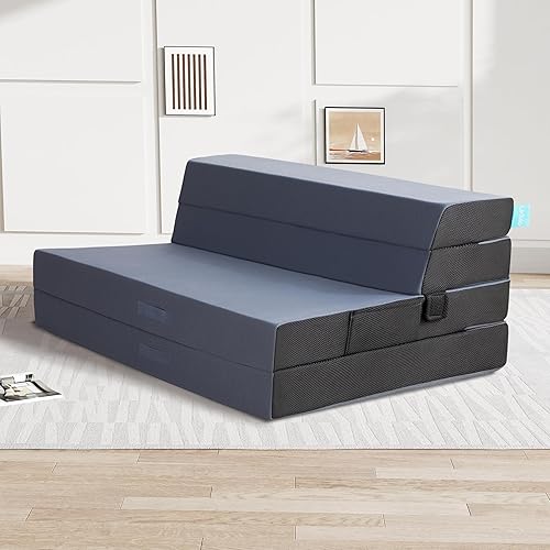 LIKIMIO Folding Mattress Queen, High Density Foam Mattress with Breathable