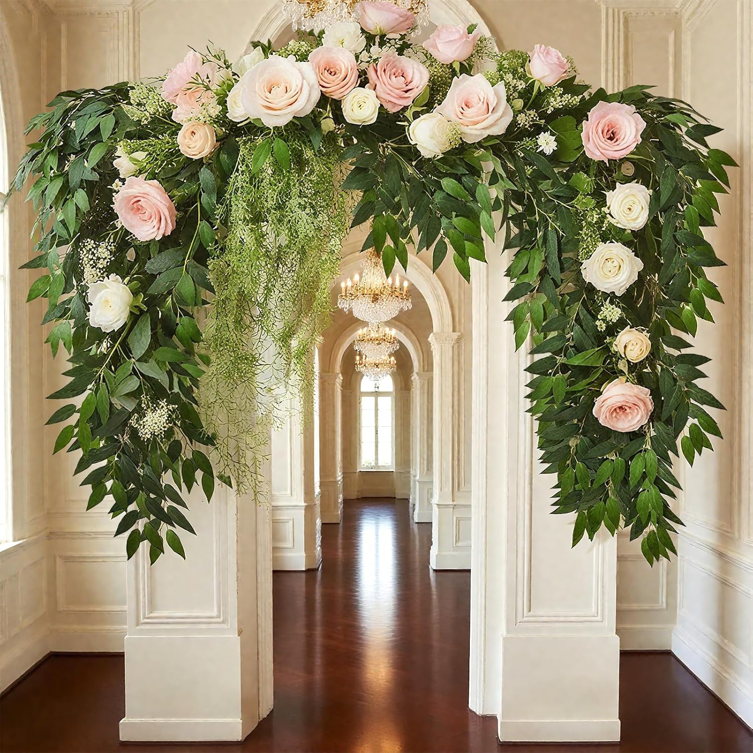 30Pcs Italian Ruscus Greenery, 23" Artificial Silk Stems Garland w/Green Leaf Vines Bendable Faux Hanging Plants Spray for DIY Wedding Arch Bouquet Table Centerpieces Vase Filler and Home Indoor Decor - Image 4