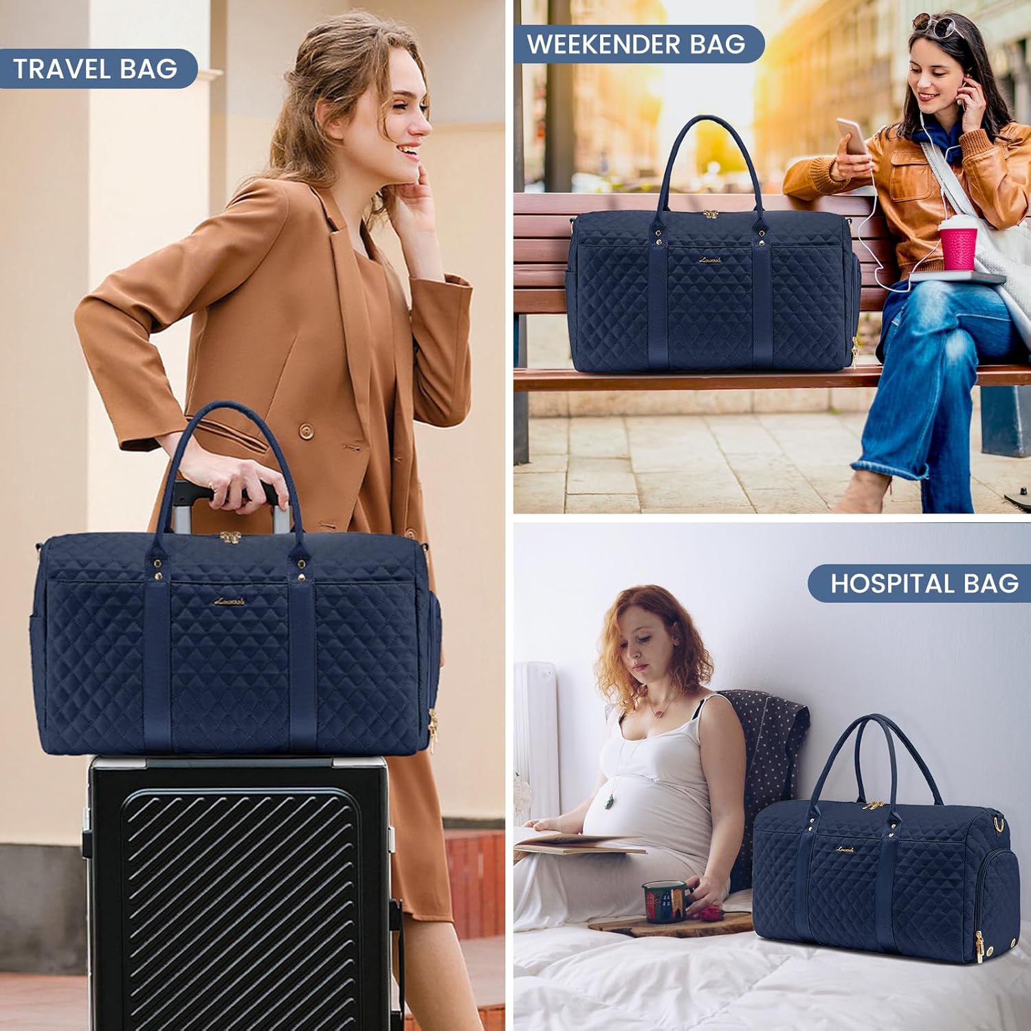 LOVEVOOK Travel Duffle Bag,Weekender Bags for Women Overnight Bag with Shoe Compartment, Carry on with Toiletry Bag,Duffel Bag with Wet Pocket,Hospital Bags for Labor and Delivery - Image 5