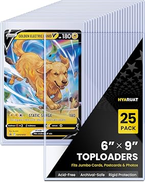 6x9 Toploader 25 Pack, Rigid PVC Jumbo Card Sleeves 39PT