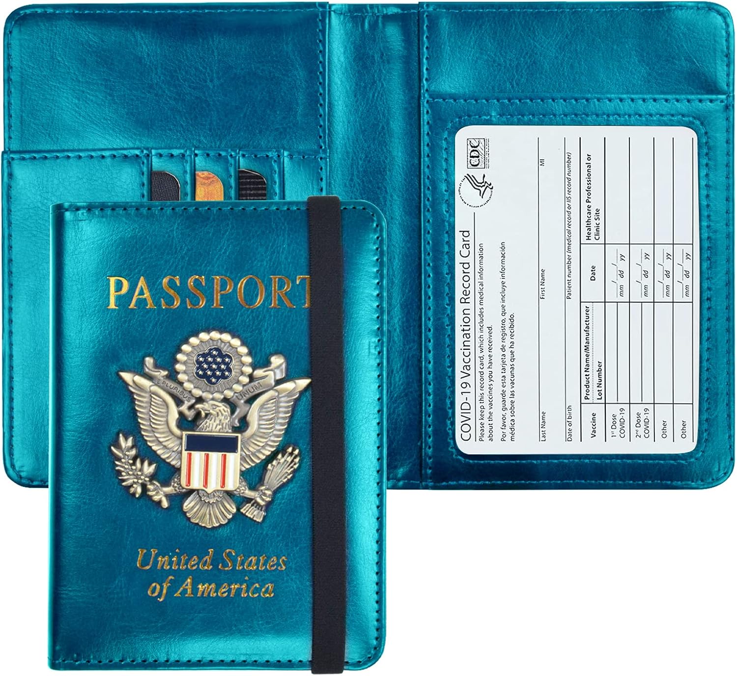  | Passport Holder Passport Covers with Vaccine Card Slot,Upgraded Leather Passport and Vaccine Card Holder Case, Vaccine Passport Holders,Travel Passport Wallet for Women & Men, Light Blue | Passport Covers