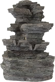 10 Corner Fountain Ideas for Compact Garden Design 54 Tabletop Waterfall Fountain with Cascading Rock and LED Lights - Resin T...