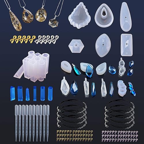 N A Woohome 55 piezas de moldes de silicona resina epoxi Resina, 24 moldes de fundición moldes de silicona colgante tridimensional y hebilla,