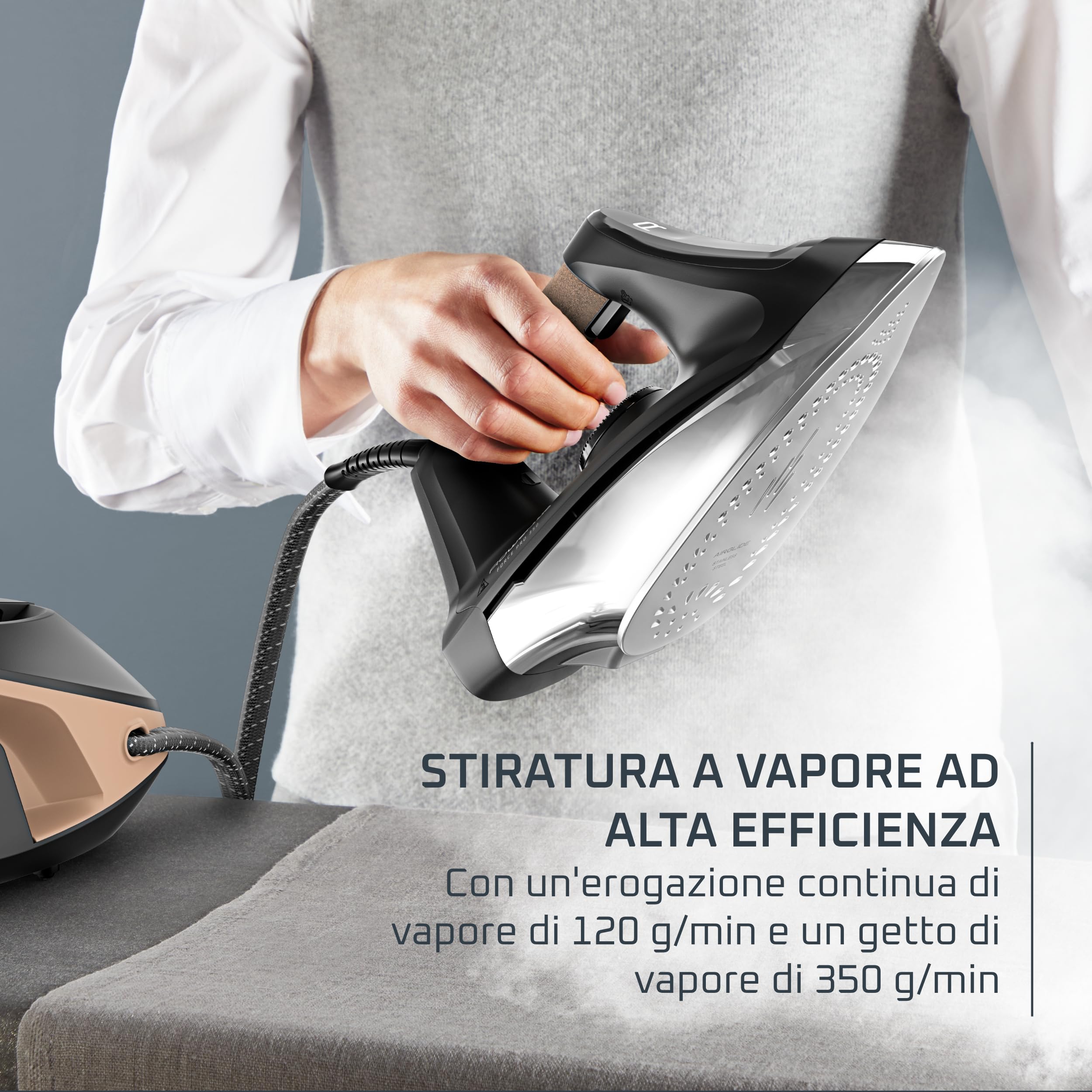 Rowenta Force Pro 350 Ferro con Generatore di Vapore, Stiratura Rapida ed Efficiente, 2400W, Erogazione di Vapore a 120 g/min, 6.5 bar, VR7442F0