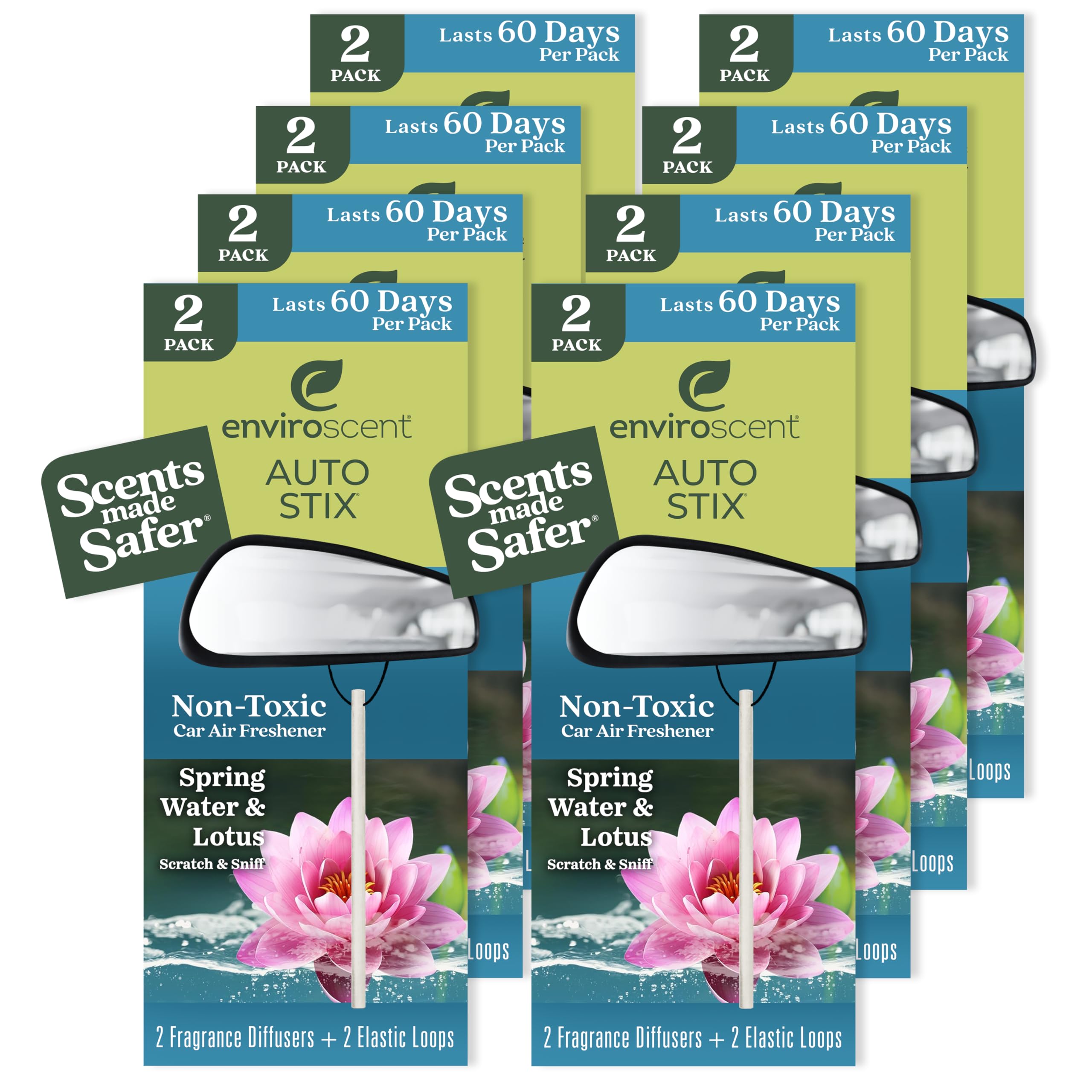 Enviroscent Non-Toxic* Car Air Freshener Auto Stix® (16 Sticks, Pack of 8)