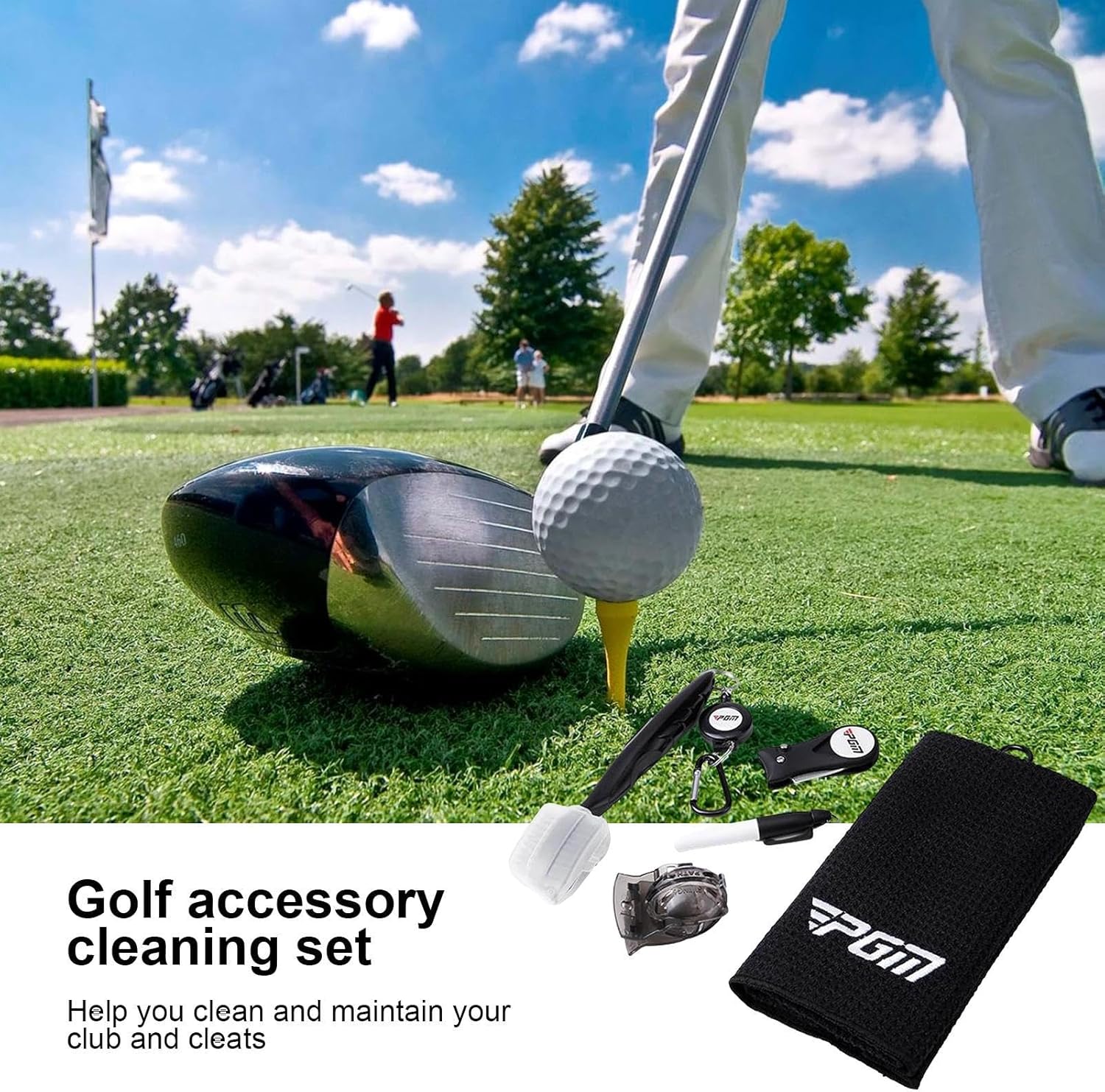 Golf Accessories Set, Portable Practical Golfing Set, Divot Repair Tool, Club Cleaning Brush for Outdoor Use, for Women, Men