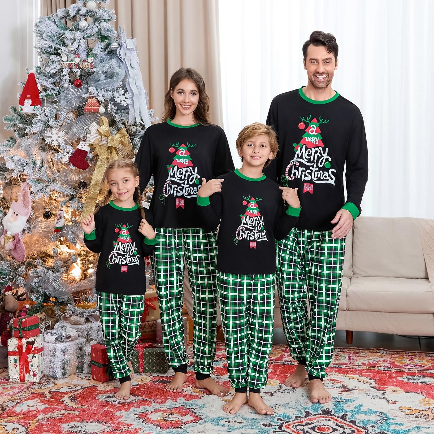 VS&LLWQ Family Christmas Pjs Matching Sets Christmas Pajamas for Family Christmas Elf Pjs Holiday Xmas Jammies Set - Image 3