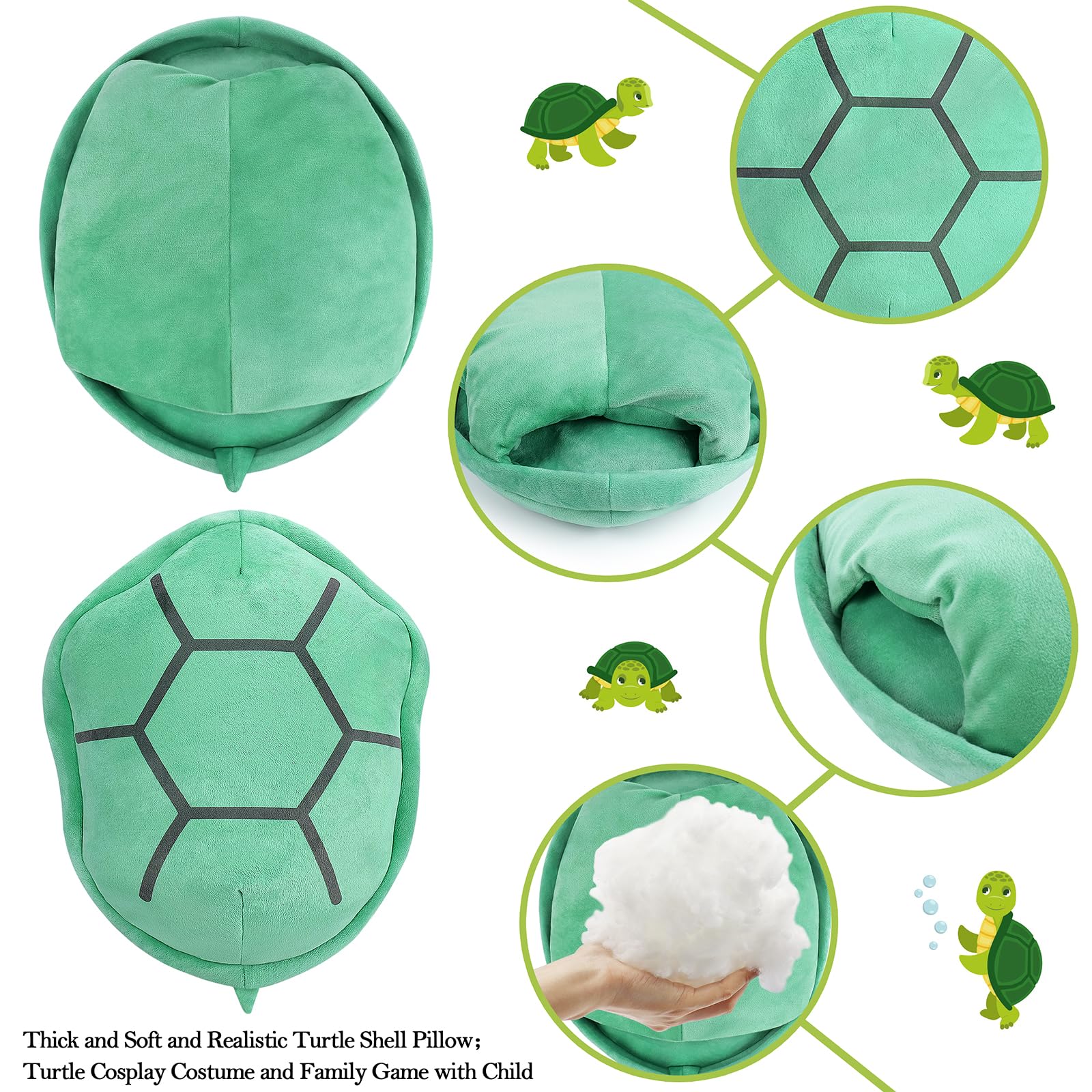 Fortuning's JDS Large Turtle Shell Plush Pillow 25.5 inch Stuffed Turtle Wearable Push Toy for Cosplay Costume Party Decor Families Game Cartoon Costume Multi-Purpose for Cosplay Animal Soft Toy - Image 2