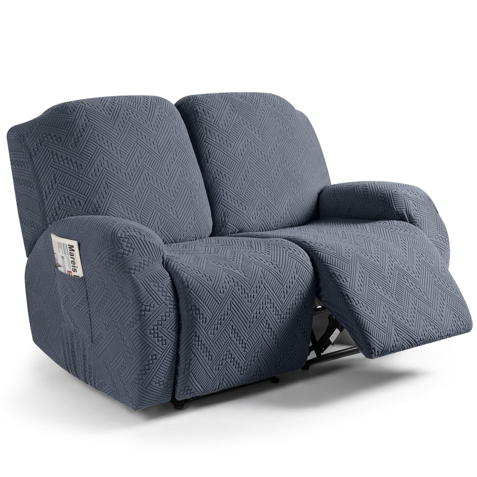 Ruaozz Loveseat Recliner Covers, Soft Stretch Sofa Slipcover, Grey