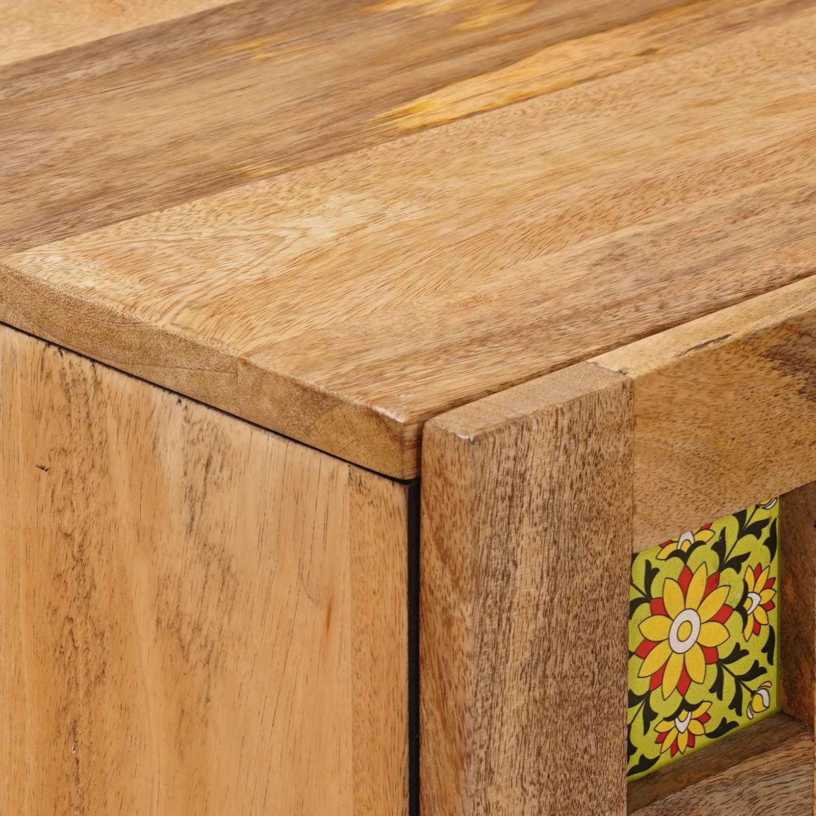 Alta calidad Highboard con puerta natural 60 x 33,5 x 100 cm madera maciza mango mucho espacio de almacenamiento para salón, comedor y oficina