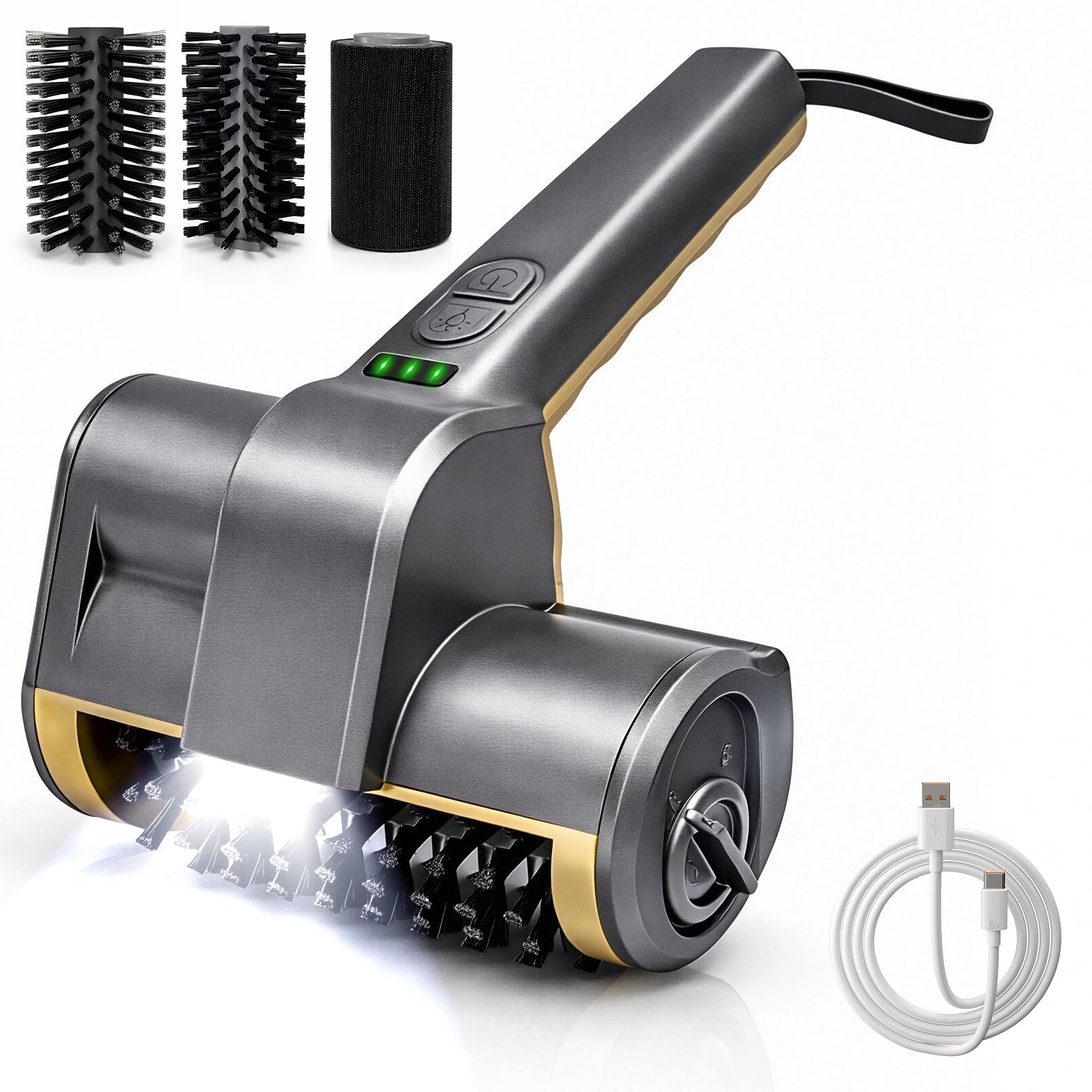 Transplant ‌Pulisci Griglia BBQ Elettrico, Spazzola Elettrica Per Barbecue，Senza Fili con 3 Accessori Barbecue, 3 Velocità, Resistente all'Acqua, in Acciaio Inossidabile per Griglie in Ghisa e Plancha