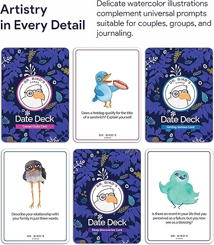Miniatura 4 de Dr. Bird's Cards Baraja de fecha - Tarjetas de pareja atractivas para conversación profunda - Tarjetas de inicio de conversación para parejas -