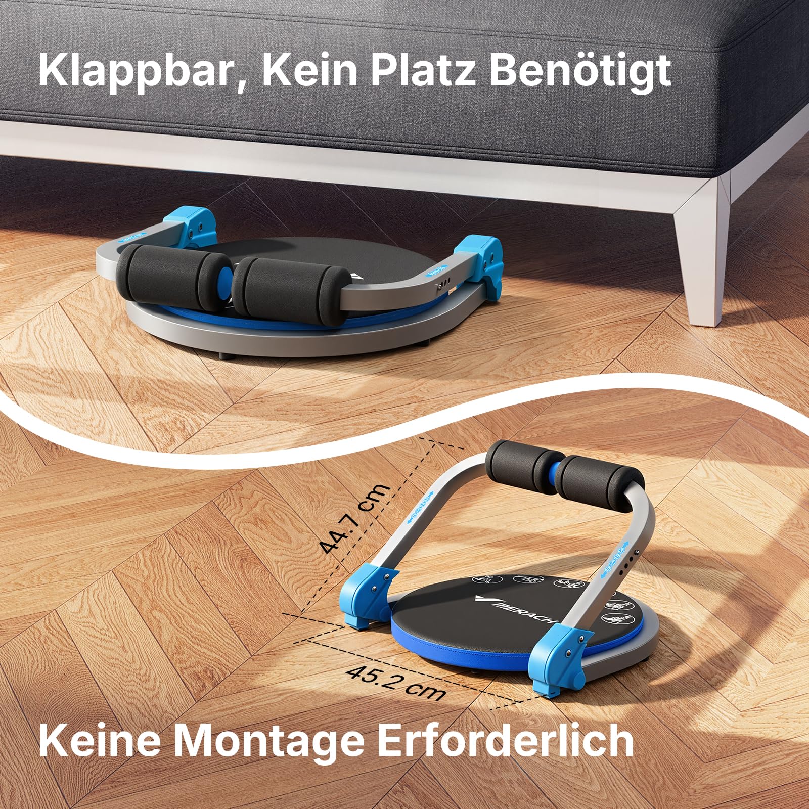 MERACH Bauchtrainer für Zuhause – Bauchmuskeltrainer mit 3 Einstellbaren Widerstandsstufen, Bauchtrainer Bauch Trainingsgerät für das Core Training Fitnessgeräte für Zuhause