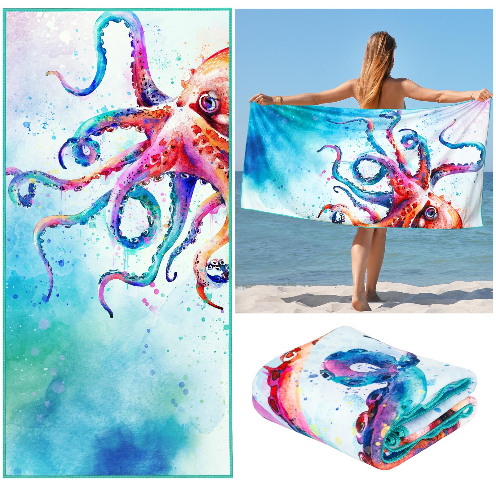 Amazon.com: CutebriCase Novelty Octopus Beach Towel, Kraken Ocean