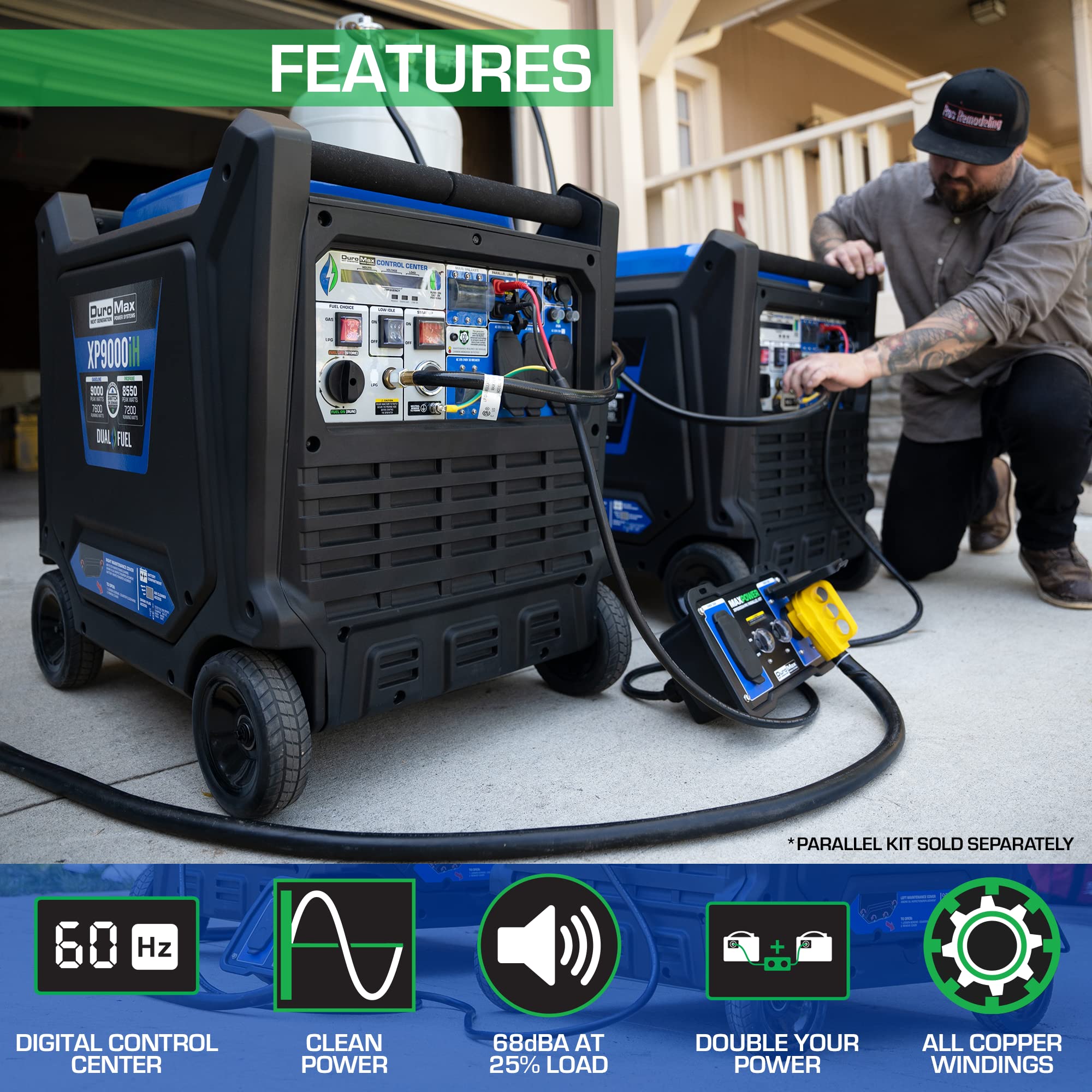 DuroMax XP9000iH 9000-Watt 459cc Dual Fuel Digital Inverter Hybrid ...