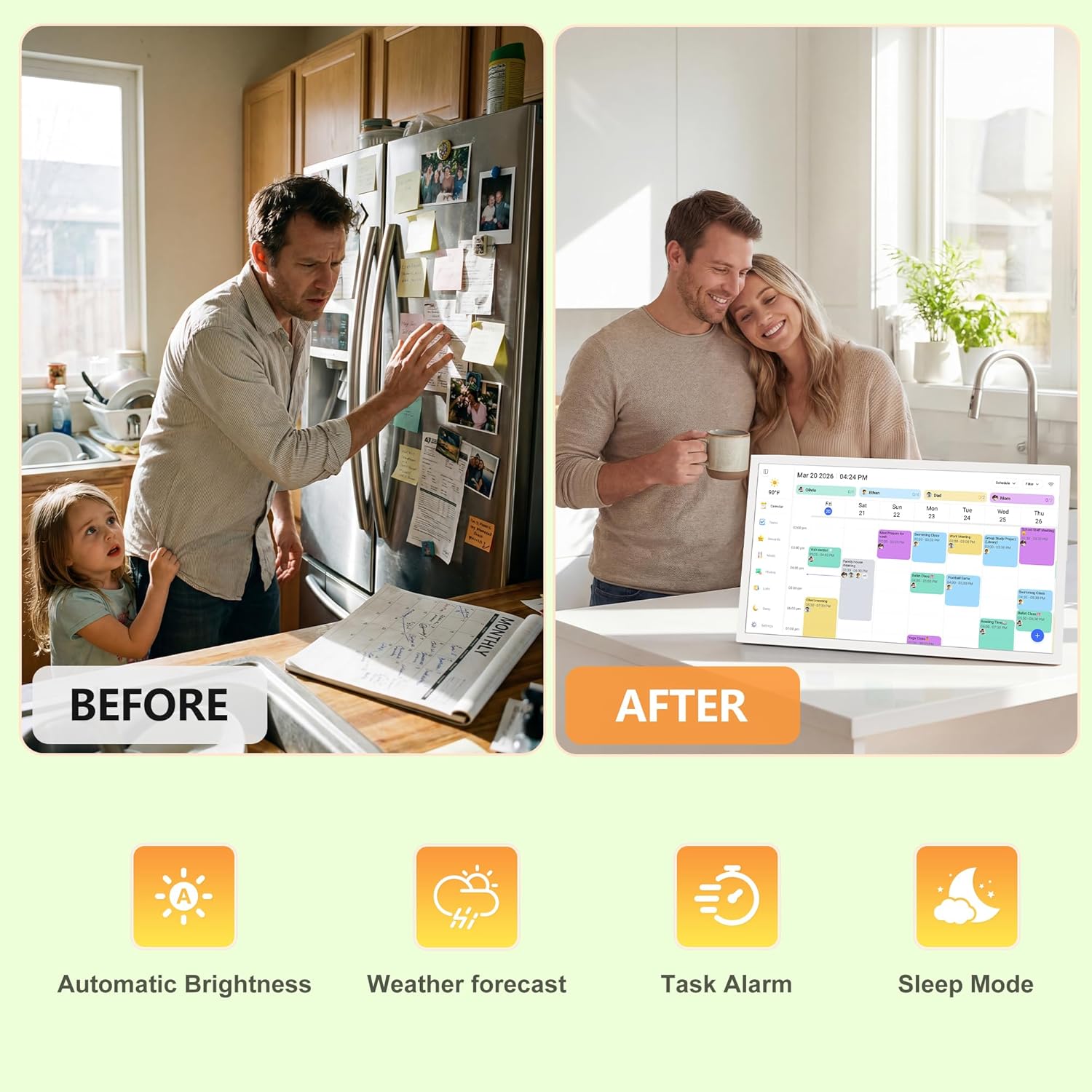 Digital Calendar – 27 Inch Electronic Wall Calendar & Chore Chart, Smart Family Organizer with Interactive Touchscreen Display, Wall Mount in Portrait or Landscape
