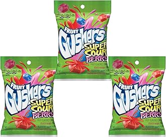 Super Sour Berry Fruit Gushers 3-Pack. Gluten-free and packed with Vitamin C.
