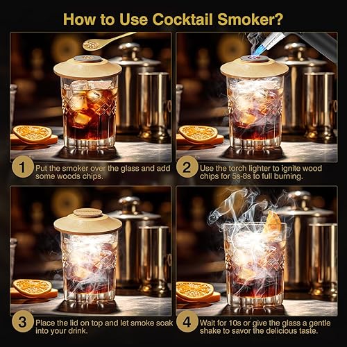 Miniatura 4 de Kit de ahumador de cóctel con antorcha, kit de ahumador de bebida a la antigua, kit de ahumador de whisky, kit de ahumador de bourbon, regalos para