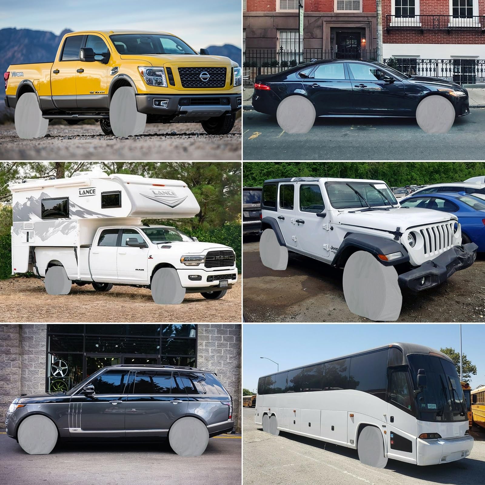 Pokrowce na opony, zestaw 4 szt. 900D, w 100% wodoodporne pokrowce na koła do kampera, anty-UV, śnieg, słońce, deszcz, pokrowce na opony do kampera, przyczepy kempingowej, ciężarówki, jeepa,