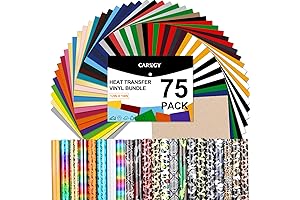 75 Pack 12" x 10" Cricut Vinyl Bundle Heat Transfer Vinyl