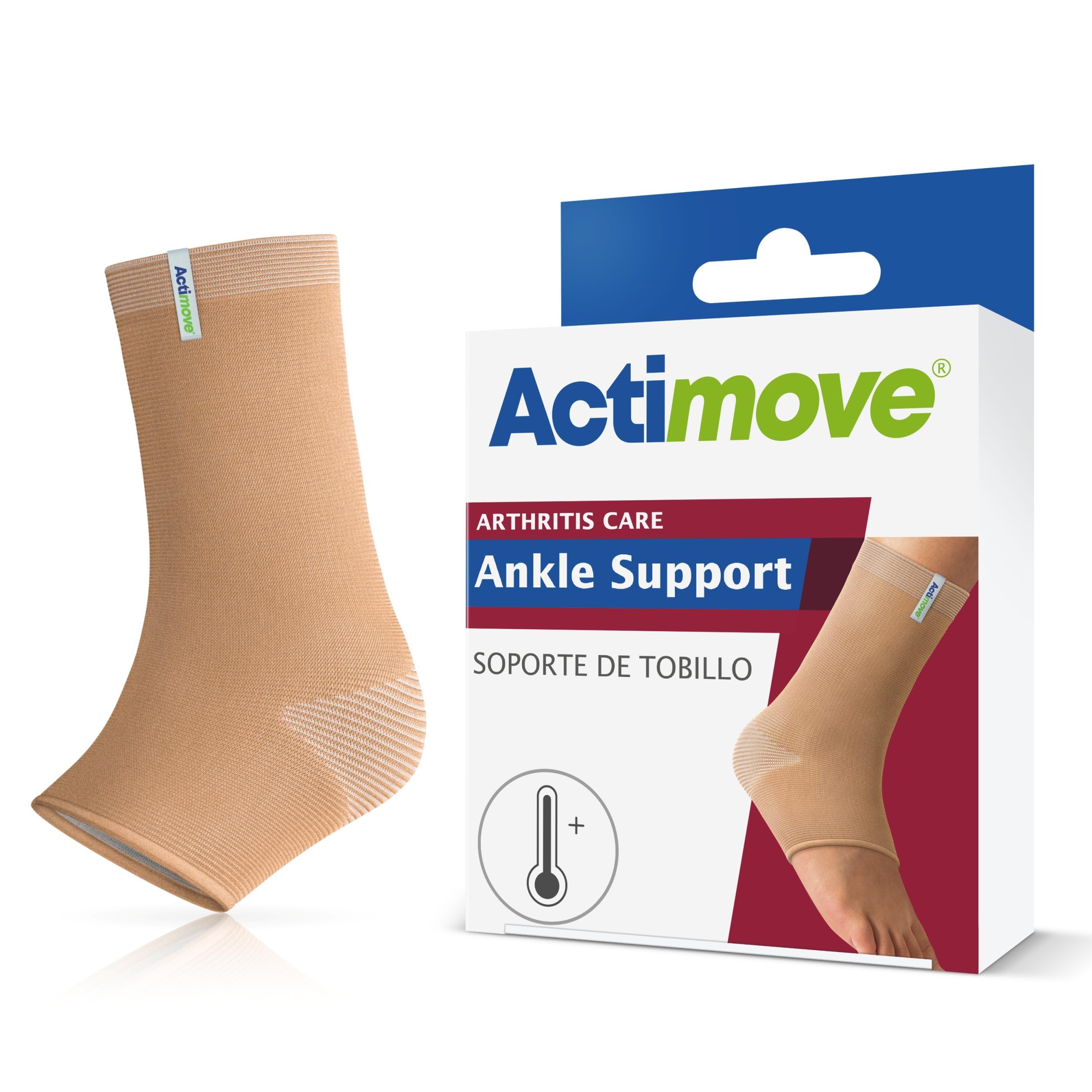 Actimove Arthritis Care Ankle Support with Heat-retaining Fabric for Men and Women – Drug-free Pain Management for Arthritis, Increases Blood Circulation – Left/Right Wear – Beige, Medium