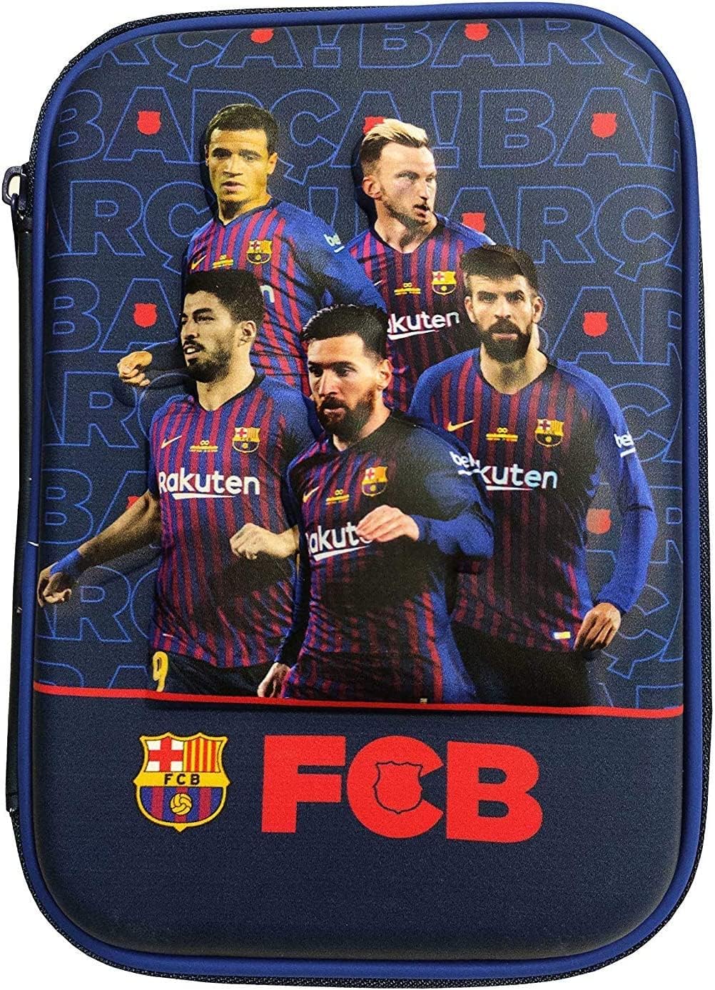Prezzie Villa Designer FCB Football Club 3D Look Stylish Pencil Box Cute Football Club Pencil Case Large Capacity Hardtop EVA Pencil Case Pouch Organizer for Girls Kids