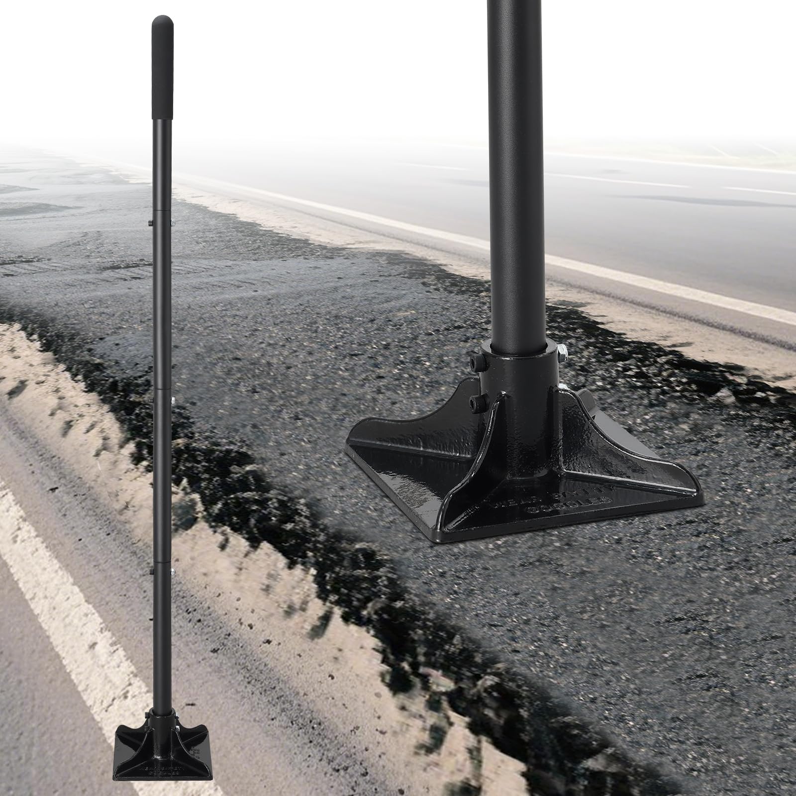 Machacador de acero de 20,32 x 20,32 cm con mango de 145 cm, apisonador manual para jardín, compactador de suelo para nivelación, montaje en suelo, reparación de adoquines