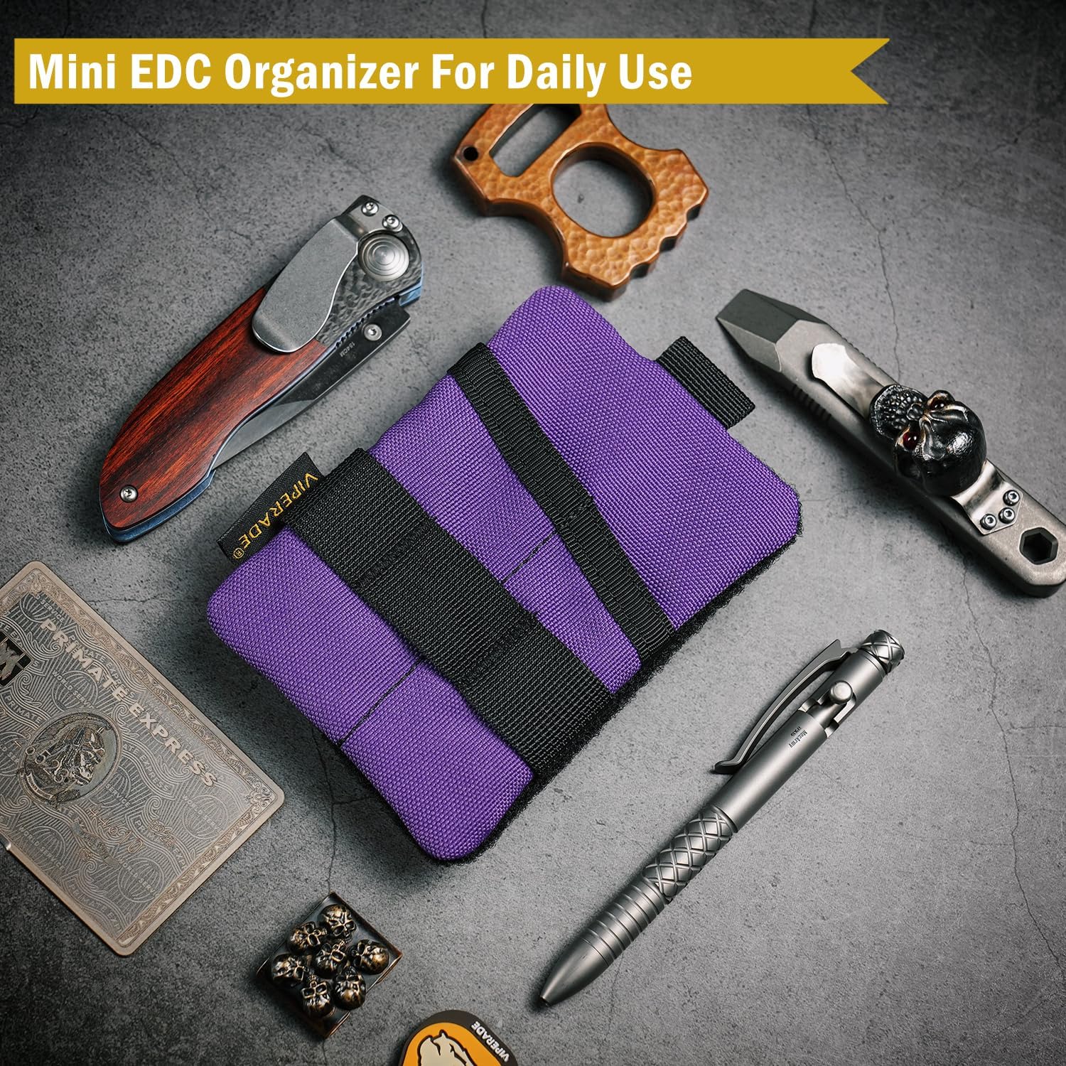 VIPERADE VE15 Small EDC Pouch, Pocket Organizer, EDC Pocket Pouch with DIY Patches Area, EDC Pocket Organizer Wallet for Cards, Small Tool Pouch for EDC Gears - Image 3
