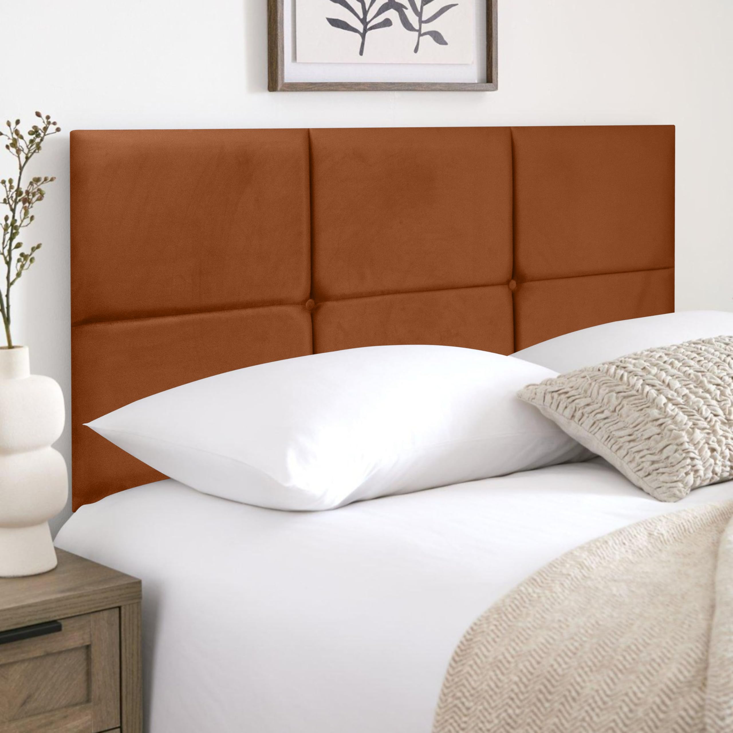 HB-1 Headboards for Beds – Olive 24'' Divan Bed Headboard – Headboards for Divan Beds, Bedroom & Hotel Furniture, Elegant Soft Plush Fabric Head Board (Burnt Plush, 6FT Super King)