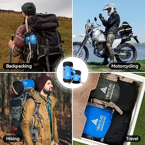 Miniatura 6 de Hikenture Saco de compresión para saco de dormir, saco de dormir de nailon antirdesgarro, bolsa de compresión resistente al agua de 10 L14 L20 L30