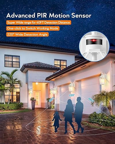 Miniatura 4 de VIANIS Lámpara exterior con sensor de movimiento, iluminación de pared al aire libre del atardecer al amanecer, 2 piezas de luz blanca moderna para