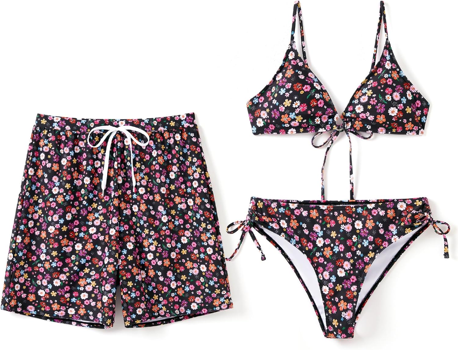 PATPAT Matching Swimsuits for Couples Two Piece Bikini Sets Swim Trunks Summer Beach Vacation Hawaiian Swimwear