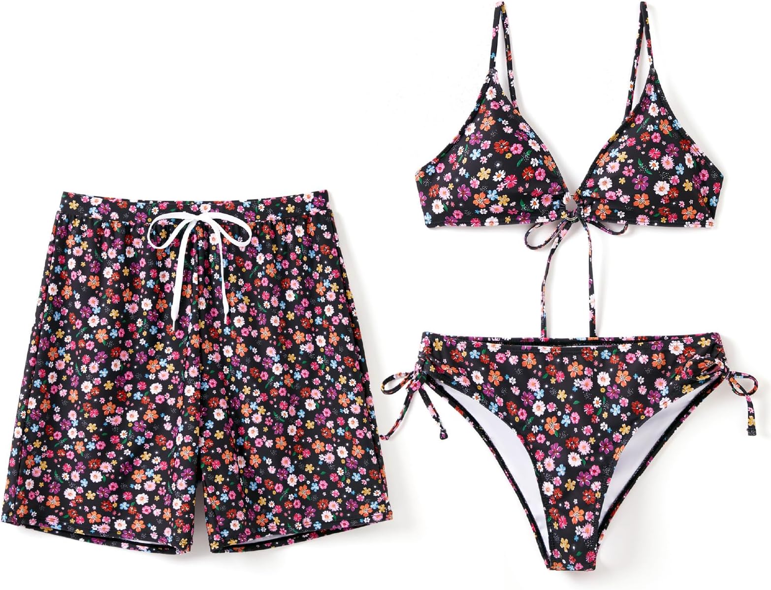 Matching Hawaiian Swimsuits for Couples Two Piece Bikini Sets or Swim Trunks Summer Beach Vacation Swimwear