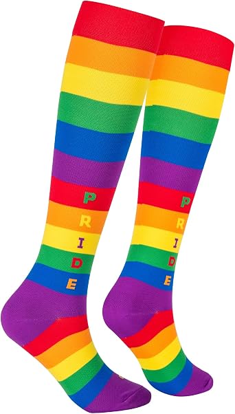Cool Socks, Mens, Knee High Compression Socks, Pride Print