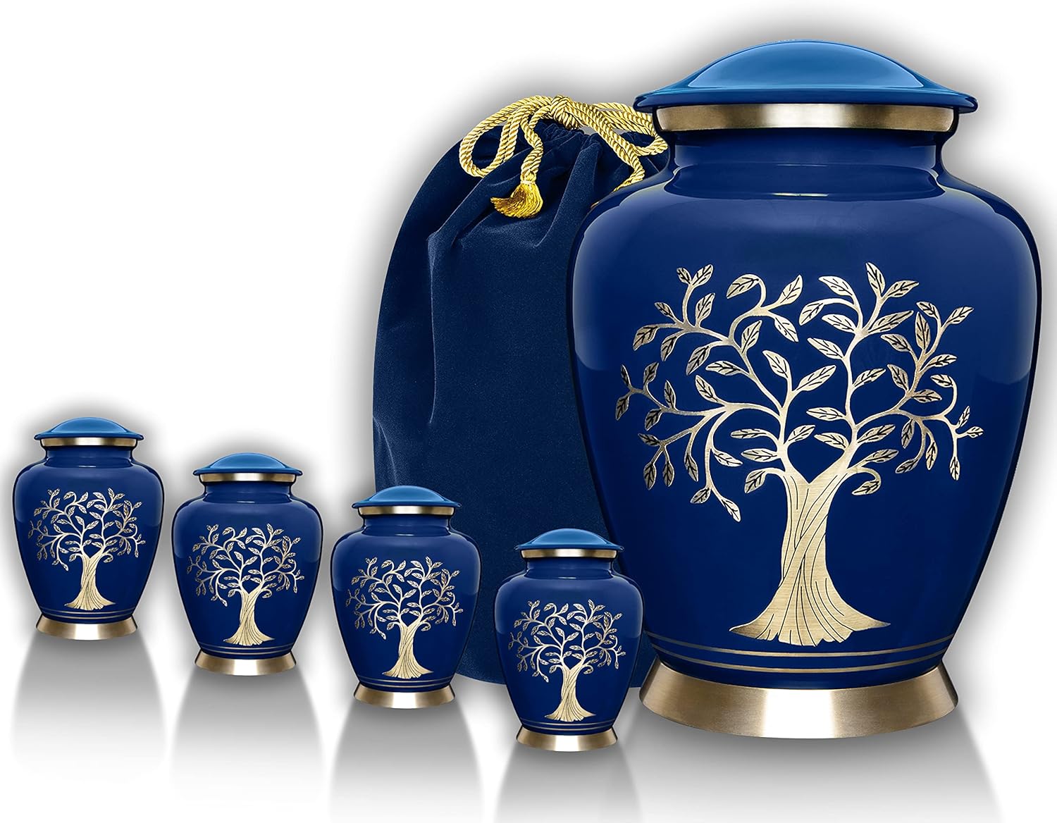 Trupoint Memorials Cremation Urns for Adult - Holds 0.75 Lbs. Per Mini Urn, 2.75" x 1.75" Mini Cremation Urns, Keepsake Burial Urns with Case & Bags - Blue Tree of Life.